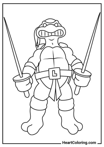 Angry Leonardo - Ninja Turtles Coloring Pages