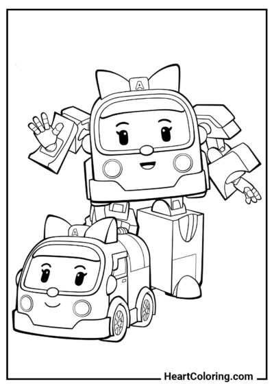 Transformer Ambulance Amber - Robocar Poli Coloring Pages