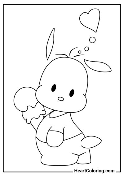 Pochacco fofo com sorvete - Desenhos de Pochacco para Colorir