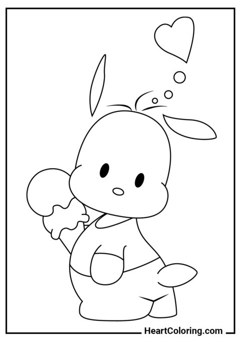 Carino Pochacco con gelato - Disegni di Pochacco da Colorare