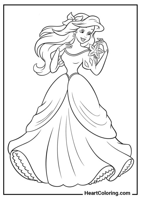 Ariel in a ballgown - The Little Mermaid Coloring Pages