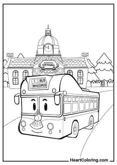 Ônibus Urbano - Desenhos de Robocar Poli para Colorir