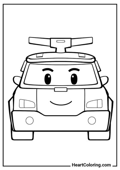 Brave policeman - Robocar Poli Coloring Pages