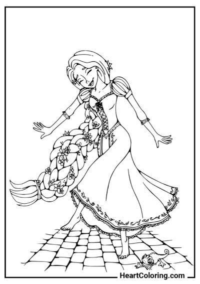 Rapunzel che balla - Disegni di Rapunzel da Colorare