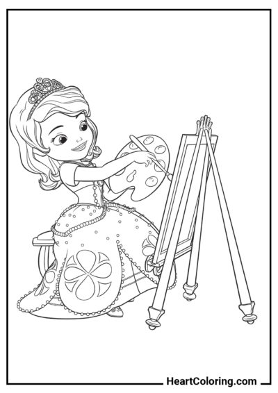 Sofia artista - Desenhos do Princesinha Sofia para Colorir