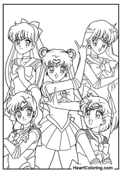 Time Sailor Moon - Desenhos de Sailor Moon para Colorir