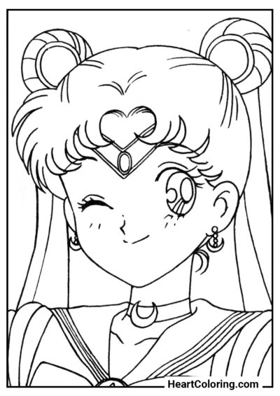 Sailor Moon Piscar de Olho - Desenhos de Sailor Moon para Colorir