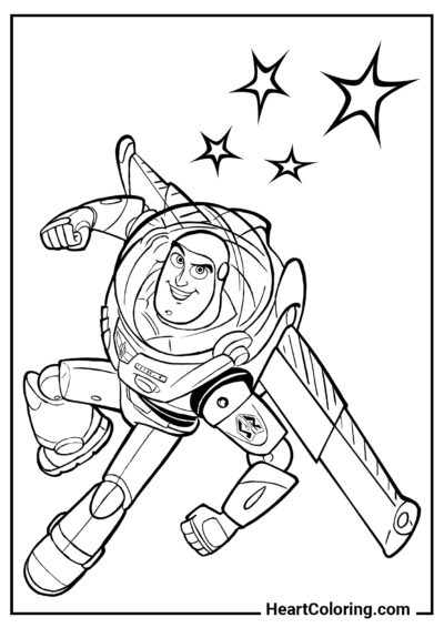 Buzz Lightyear volando - Disegni Toy Story da Colorare