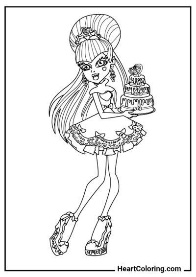 Draculaura avec gâteau - Coloriages de Monster High