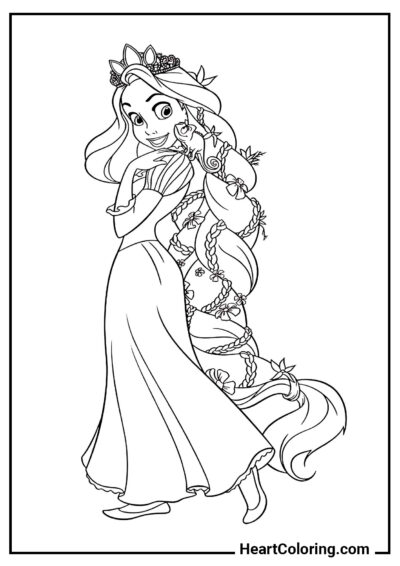 Rapunzel felice - Disegni di Rapunzel da Colorare