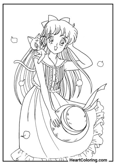 Minako com Chapéu - Desenhos de Sailor Moon para Colorir