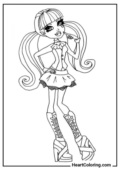 Draculaura Pensativa - Desenhos de Monster High para Colorir