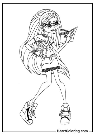 Ghoulia mit einem Buch - Ausmalbilder von Monster High