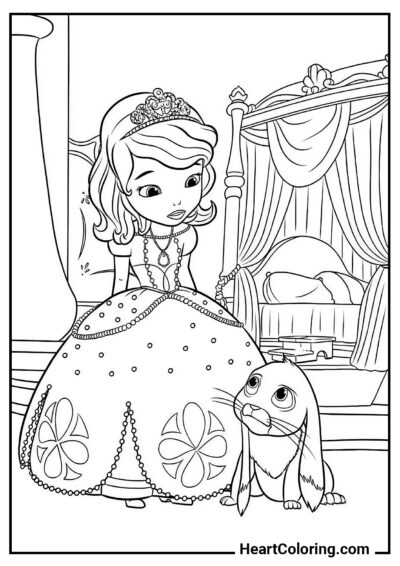 Princesa com um coelho - Desenhos do Princesinha Sofia para Colorir