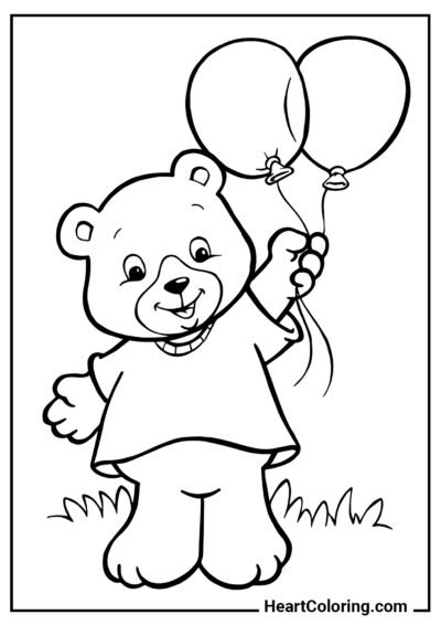 Oso con globos - Dibujos de Osos para Colorear