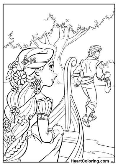 Partida de Eugene - Dibujos de Rapunzel para Colorear