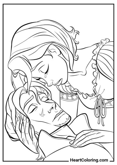 A princesa está chorando - Desenhos  da Rapunzel para Colorir