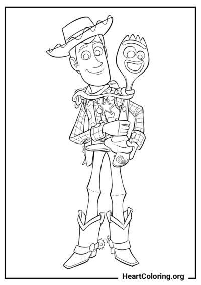 Woody e Forky - Disegni Toy Story da Colorare