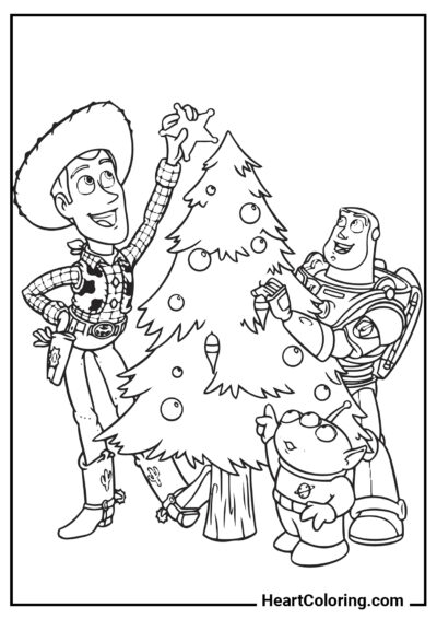 Preparativi per il Natale - Disegni Toy Story da Colorare