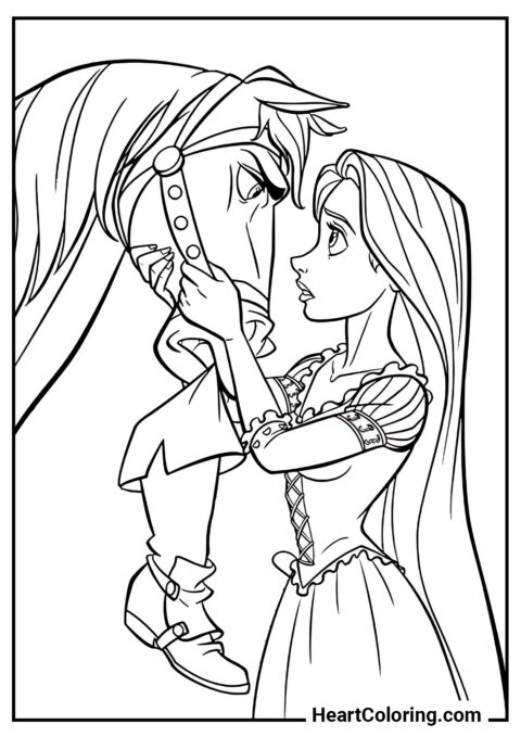 Rapunzel e Maximus - Disegni di Rapunzel da Colorare