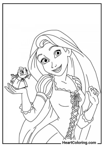 Rapunzel y Pascal - Dibujos de Rapunzel para Colorear