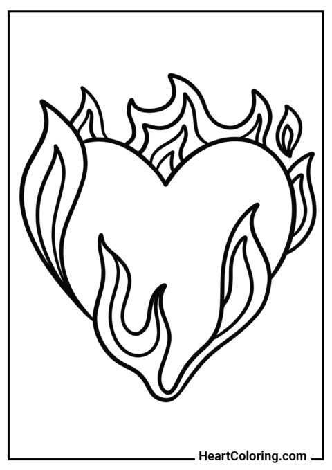 Fire Heart - Heart Coloring Pages