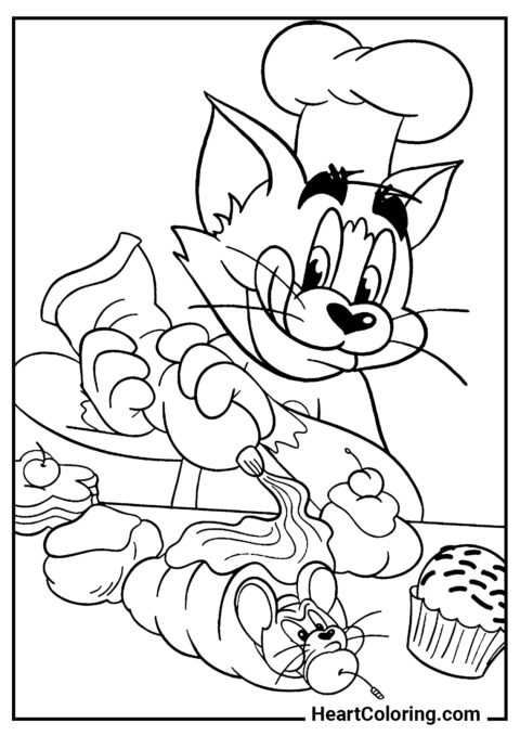 Jerry in Dough - Tom and Jerry Coloring Pages