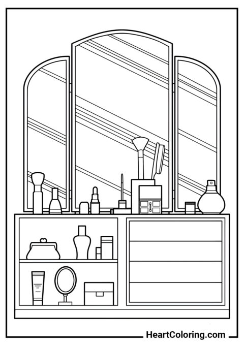 Mesa de Maquiagem - Desenhos de Maquiagem para Colorir