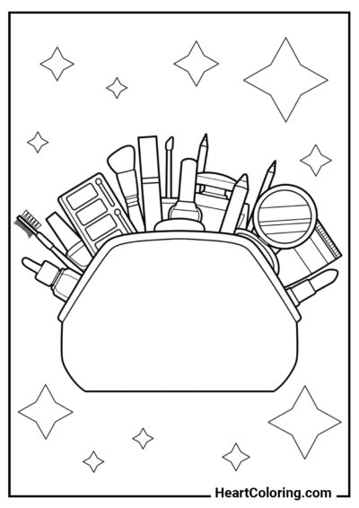 Bolsa de Maquiagem - Desenhos de Maquiagem para Colorir