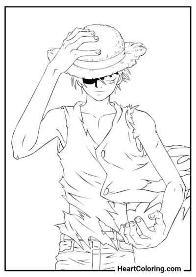 Luffy au Chapeau de Paille - Coloriages One Piece