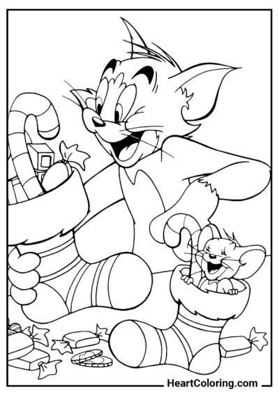 Tom and Jerry for Christmas - Tom and Jerry Coloring Pages