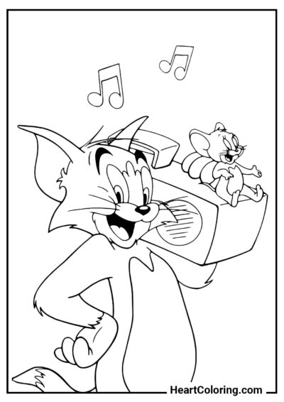 Tom from the Radio - Tom and Jerry Coloring Pages