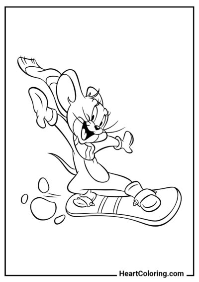 Skater Mouse - Tom and Jerry Coloring Pages