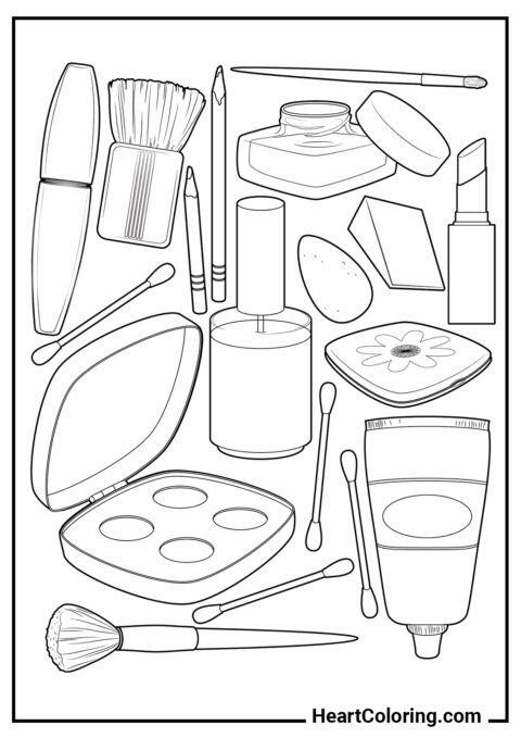 Produtos de Maquiagem - Desenhos de Maquiagem para Colorir