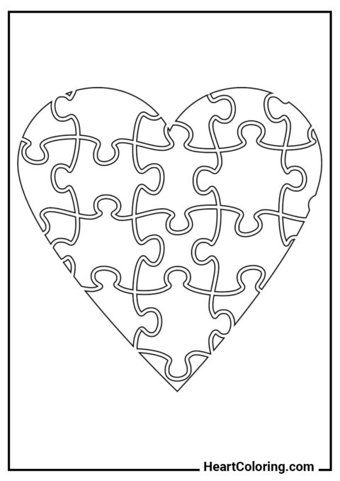 Puzzle Heart - Heart Coloring Pages