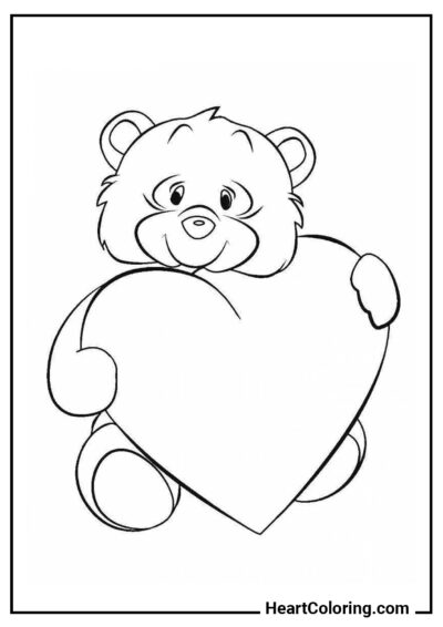 Orso con un cuore - Disegni di Cuore da Colorare