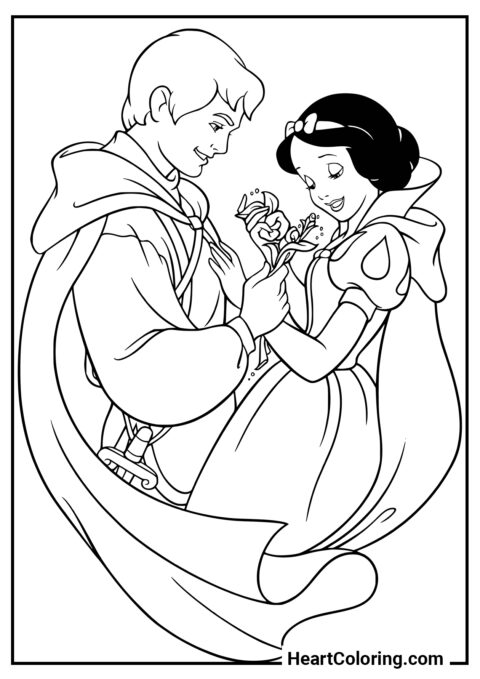 Blancanieves con el príncipe - Dibujos de Blancanieves para Colorear