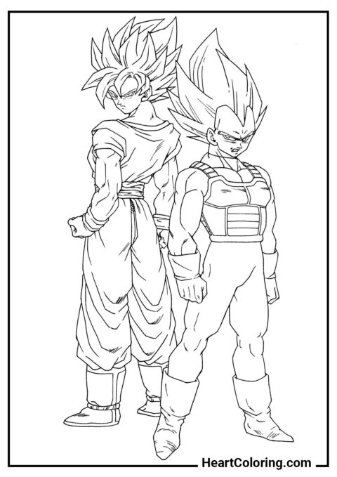 Goku y Vegeta - Dibujos de Dragon Ball Z para Colorear