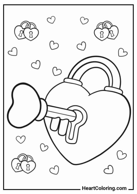 Heart-shaped Lock - Heart Coloring Pages