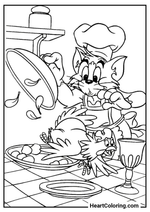 Tom the Cook - Tom and Jerry Coloring Pages