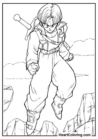 Trunks en vuelo - Dibujos de Dragon Ball Z para Colorear