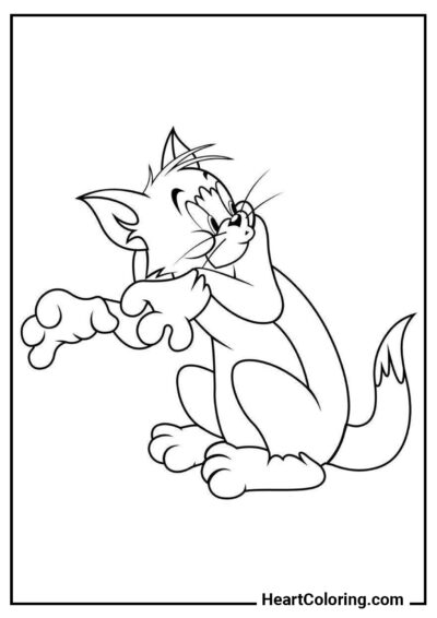 Scared Tom - Tom and Jerry Coloring Pages