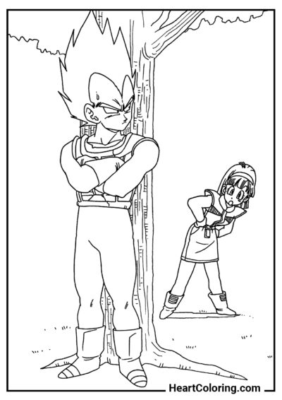 Vegeta y Bulma - Dibujos de Dragon Ball Z para Colorear