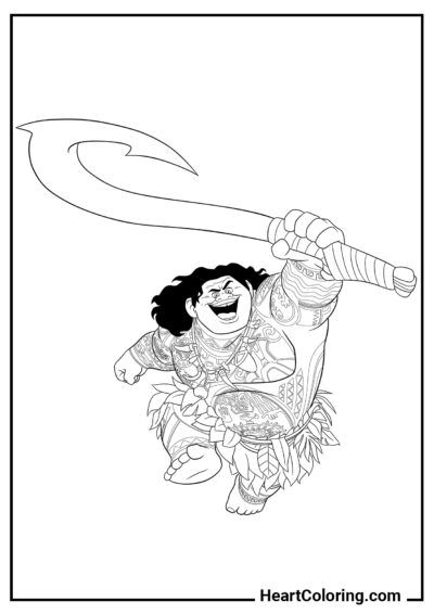 Maui feliz - Desenhos de Moana para Colorir