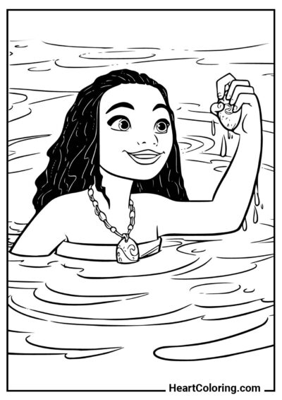 Coração do Oceano - Desenhos de Moana para Colorir