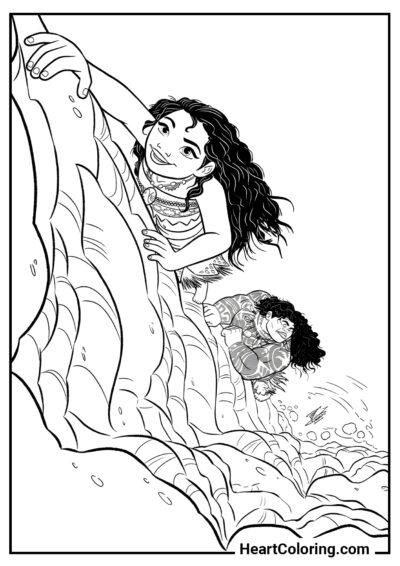 Escalada em rocha - Desenhos de Moana para Colorir