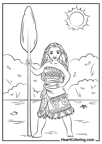 Futuro chefe da tribo - Desenhos de Moana para Colorir