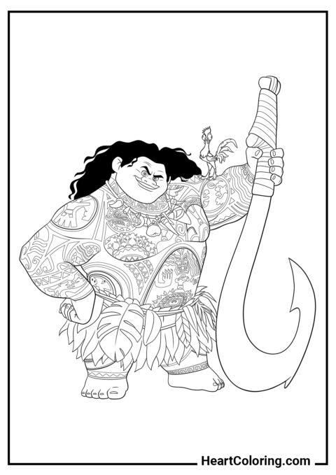 Maui - Desenhos de Moana para Colorir