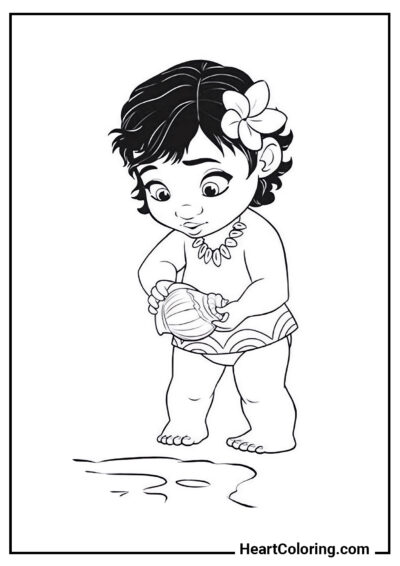 Pequena Moana - Desenhos de Moana para Colorir